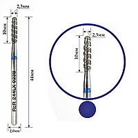 Фреза алмазная RcR - пламя закругленное торнадо 244 LX 023B диаметр 2,3 мм, синяя
