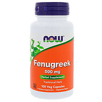 Пажитник, Fenugreek, Now Foods, 500 мг, 100 капсул