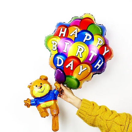 Повітряна фольгована кулька Ведмедик з повітряними кульками 77x49см (30"), фото 2