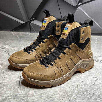 Чоловічі тактичні берці зимові на хутрі койот з гербом, військові черевики зима, розмір  40 41 42 43 44 45
