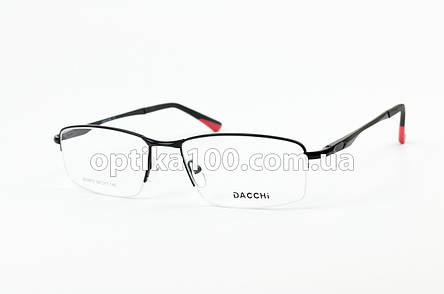 Широка чорна оправа для окулярів для зору із дужками на флексах. Напівобідкова металева, фото 2
