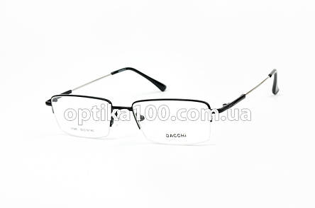 Металева легка напівобідкова оправа для окулярів для зору з гнучкими титановими дужками. Чорна, фото 2