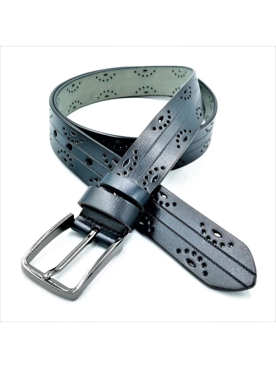 Жіночий шкіряний ремінь Weatro 3,3х110-115 см Темно-синій lmn-zh-33k-011, фото 1