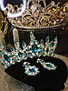 Діадема та сережки, корона та сережки, з блакитним камінням, набір прикрас, фото 4