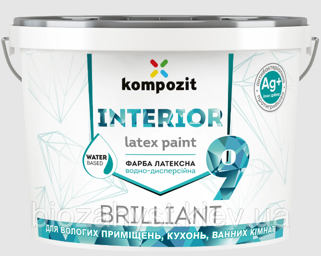 Фарба інтерєрна INTERIOR Kompozit 9 антимікробна та протигрибкова 2.7 кг