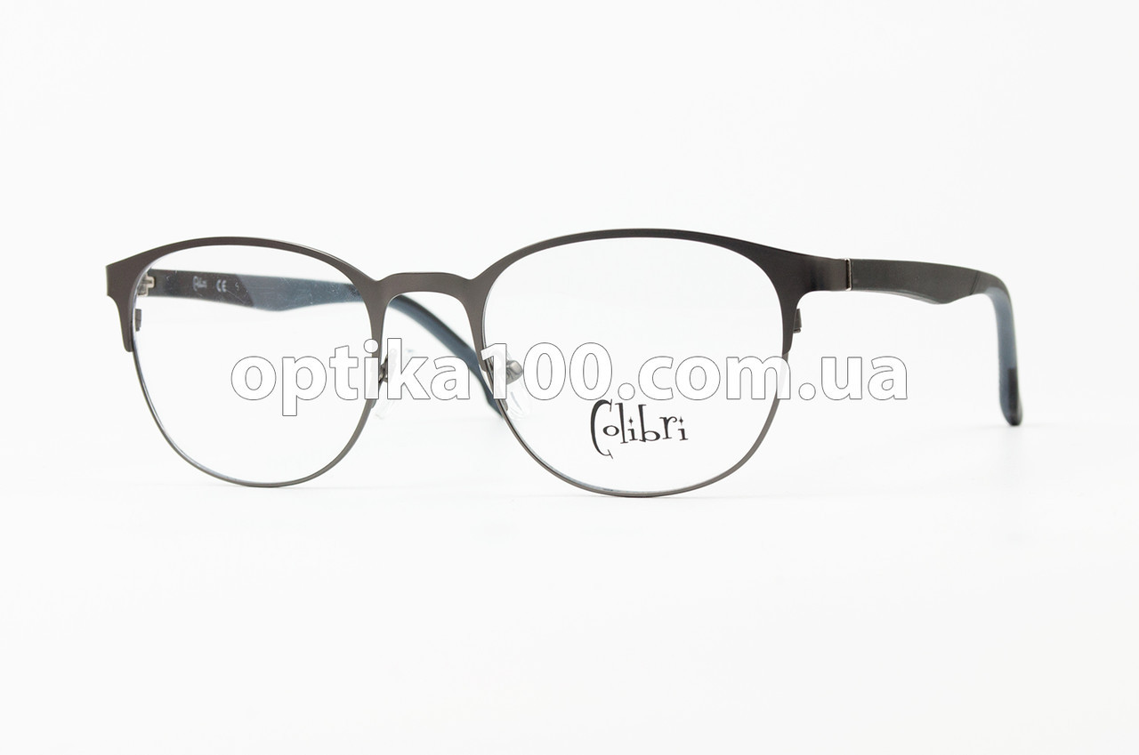 Кругла металева матова оправа для окулярів для зору з полімерними дужками. Унісекс