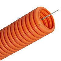 Гофра для кабеля 20мм УФ-стойкая оранжевая с протяжкой 100м.