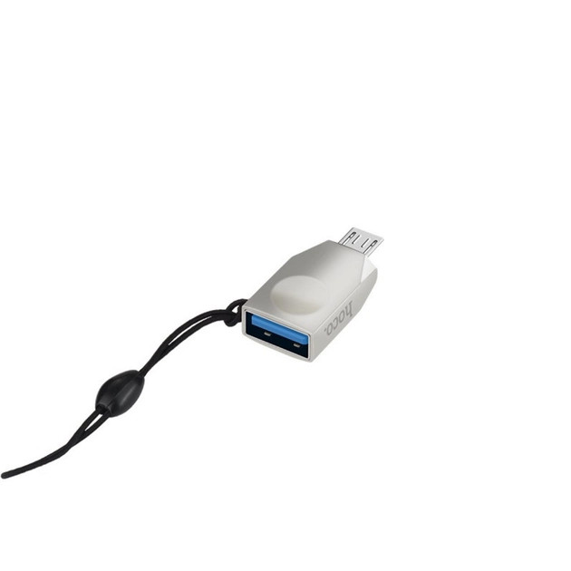 Перехідник- OTG Hoco UA10 microUSB to USB silver, фото 1