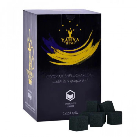 Кокосове вугілля Yahya KING - 1 кг, 72 кубики в коробці (Ях'я Кінг)