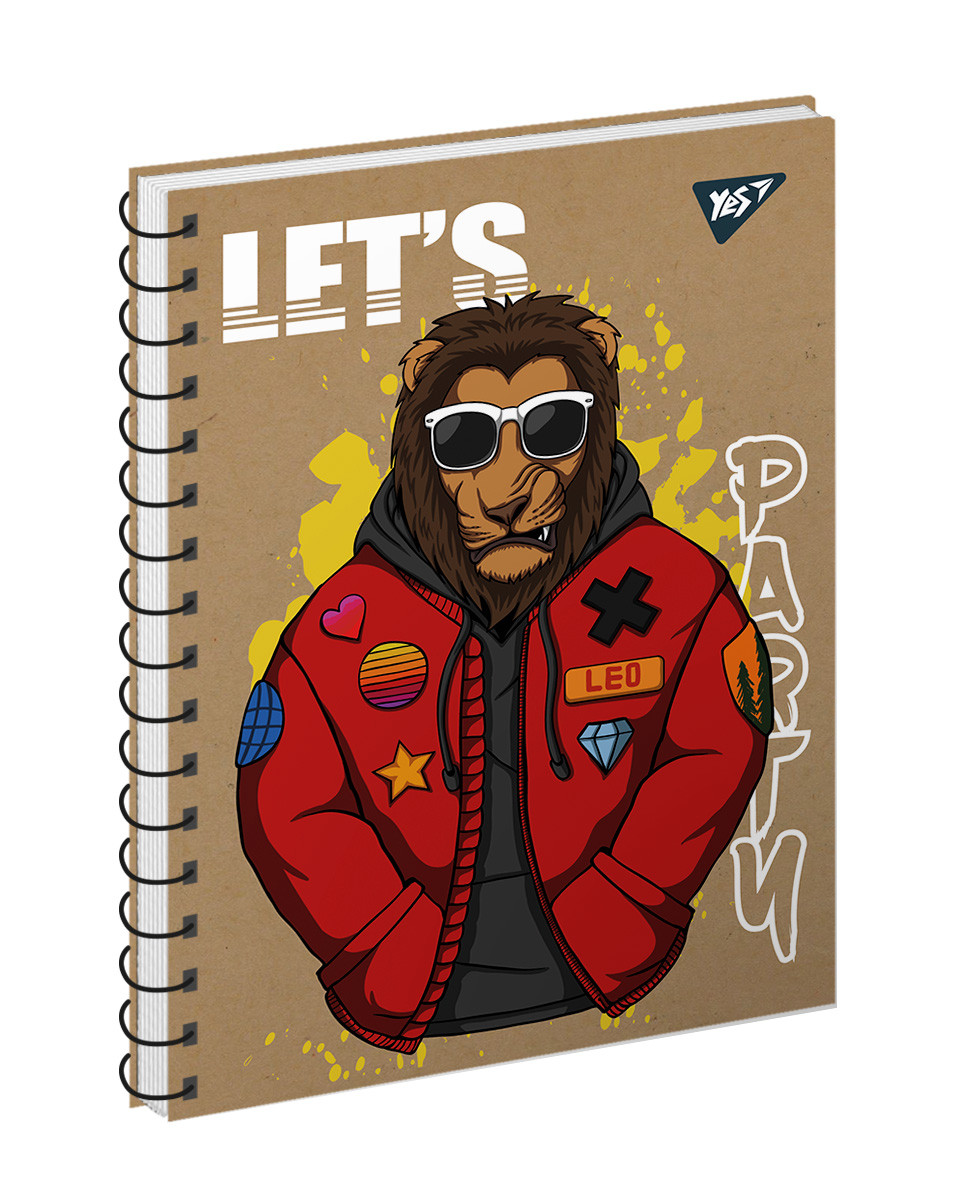 Зошит YES Cool animals. Lion 120 аркушів клітинка, 3 шт/уп., фото 1