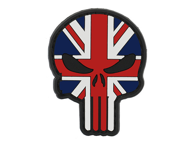 Шеврон ПВХ патч  череп і прапор Великої Британії "FLAG SKULL UNITED KINGDOM" (55 х 45 мм) [8FIELDS]