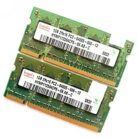 Модуль пам'яті  для ноутбука SODIMM Hynix 1ГБ DDR2 PC2-6400S-666-12  800MHz  CL6 (HYMP112S64CP6-S6 AB-C) Б/У