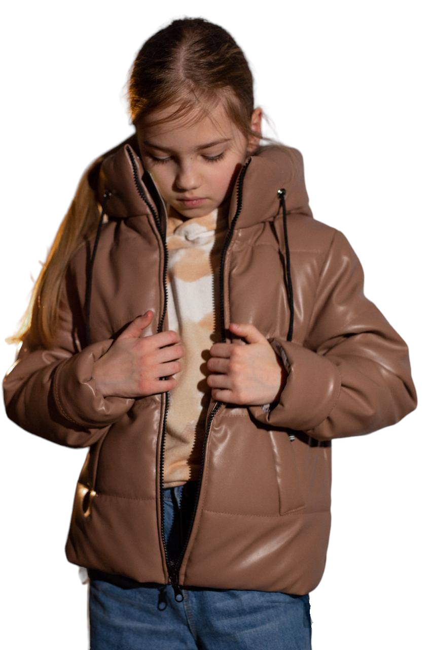 Дитяча шкірозамінник куртка для дівчинки розмір 140-158