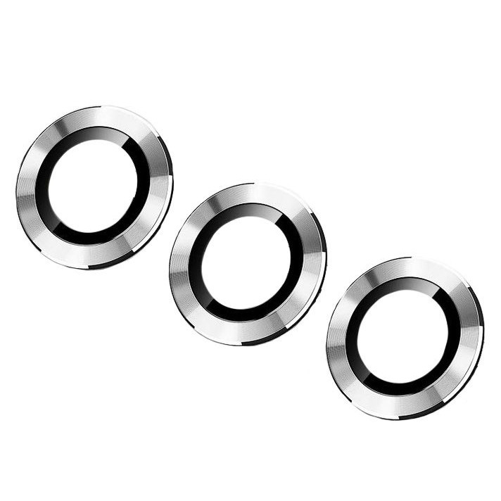 Скло камери iPhone 12 Pro Max з рамкою silver (комплект 3шт), фото 1