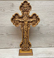 Хрест різьблений дерев’яний настільний на підставці великий