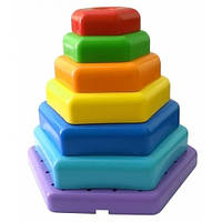 Іграшка розвивальна "Радужна піраміда" 7 дітей, у сітці 18*17 см, TM Wader