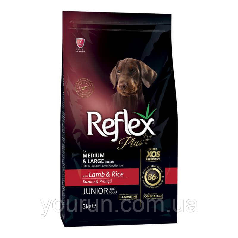 Reflex Plus Medium & Large Junior Lamb & Rice - Сухий корм для цуценят середніх та великих порід 3 кг