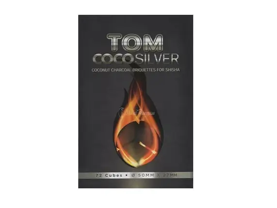 Кокосове вугілля Tom COCO Silver - 1 кг, 60 штук в коробці (Том Коко Сільвер для калауда), фото 1