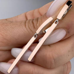 Срібні сережки-підвіски з золотими накладками без каменів (5,5 см) РН-160