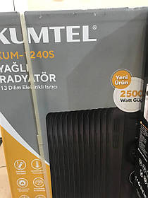 Масляний радіатор обігрівач електричний підлоговий на 13 секцій 35 кв. м Kumtel KUM-1240S Black 2500 Вт.