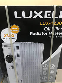 Масляний обігрівач електричний Радіатор підлоговий на 11 секцій 23 кв. м Luxell LUX-1230s White 2300 Вт.