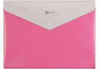 Папка-конверт Optima Вишиванка А4 пластикова 2 відділення на кнопці рожева (10) O35206-09