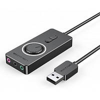 Звуковая плата USB Vention CDRBB Audio USB - 3х3.5мм jack 0.15m Volume Control