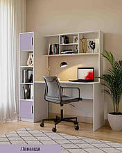 Комп'ютерний стіл з пеналом  в дитячу кімнату Teenager корпус білий/лаванда Viorina-Deko