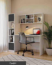 Комп'ютерний стіл з пеналом  в дитячу кімнату Teenager корпус білий/графіт Viorina-Deko