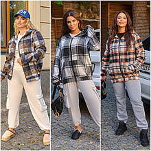 Жіночий бомбер із теплої байки в карту на змійці розміри батал