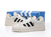 Мужские кроссовки Adidas Campus X Bad Bunny (белые с чёрным) осенние светлые стильные кеды К14424 mood