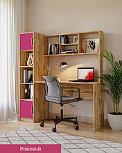 Комп'ютерний стіл з пеналом  в дитячу кімнату Teenager корпус тахо/рожевий Viorina-Deko