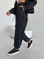 Модные женские штаны карго с карманами (черный, кофейный, графитовый); размер: 42-44, 46-48