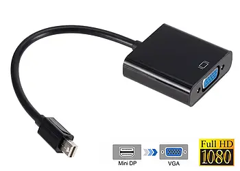 Перехідник адаптер Mini DisplayPort - VGA, Black