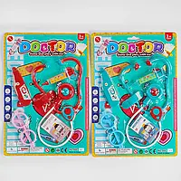 Набір лікаря 666-24 (240/2) 2 види, окуляри, термометр, стетоскоп, пігулки, пластир та шприц, на лис