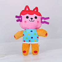 М'яка іграшка 28 см Кіт рожевий із червоним