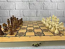 Настільна шахова гра 3 в 1 з великими фігурами (шахи, шашки, нарди), 50х50 см, фото 2