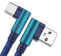 Кабель usb - usb c угловой синий KK21U