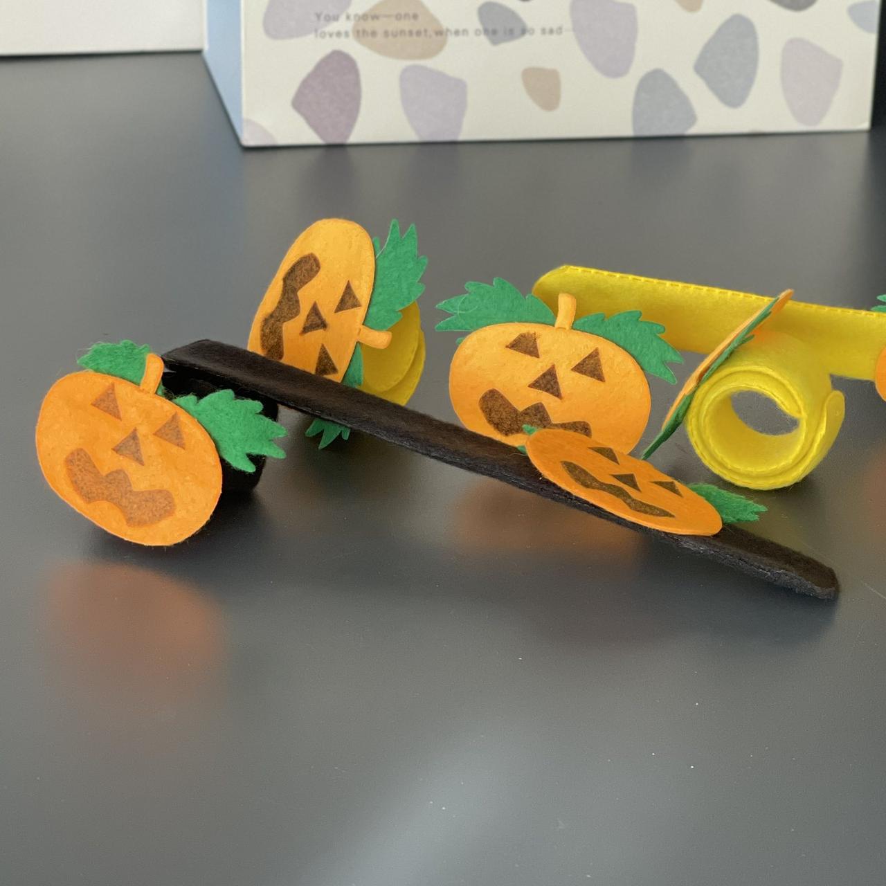 Браслет ломашка дитячий Хелловін "Гарбуз" мікс, фото 1