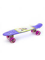 Скейт Пенниборд фиолетовый 56*15*12см, собранный, LED-ПУколеса, алюм. подвес, подшип. АВСЕ7), ТМ MAXIMUS,