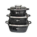 Набір посуду 14 предметів НК317 каструлі зі сковорідкою з антипригарним покриттям та кухонне приладдя, фото 3