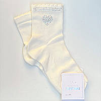 Детские носки для девочек Belino однотонные со стразами Молочные