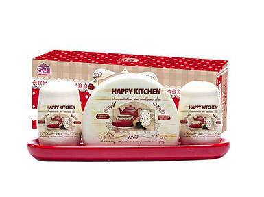 Набір для солі і перцю на підставці з салф. Happy Kitchen (22х7х8,5см) 6912-11 ТМ SNT FG