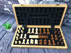 Шахи, шашки 2 в 1 дерев'яні. Дошка 43х43