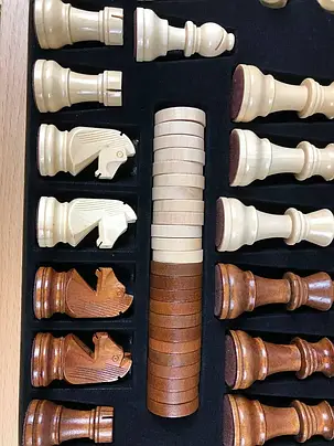 Шахи, шашки 2 в 1 дерев'яні. Дошка 43х43, фото 2