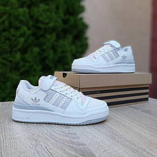 Жіночі кросівки Adidas Forum LOW (білі із сірим) трендові демісезонні повсякденні кеди О20820 mood