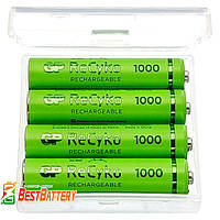 Акумулятори ААA GP ReCyko 950 mAh Rechargeable 1000 Series. 4 шт. у Боксі. Ni-Mh, LSD, RTU. Ціна за уп. 4 шт.