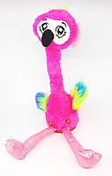 Мягкая интерактивная игрушка Фламинго, повтор голоса, англ музыка, свет, 30см (100шт)
