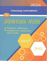 ЗНО/НМТ. Українська мова. Теорія в таблицях. Завдання у форматі НМТ - 2024