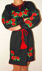 Плаття вишиванка з маками чорне